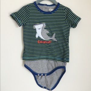 Hatley Blue Striped Shark One Piece T-Shirt 18-24M